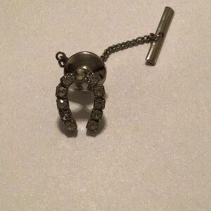 Silver Tone and Rhinestone Horseshoe  Pin